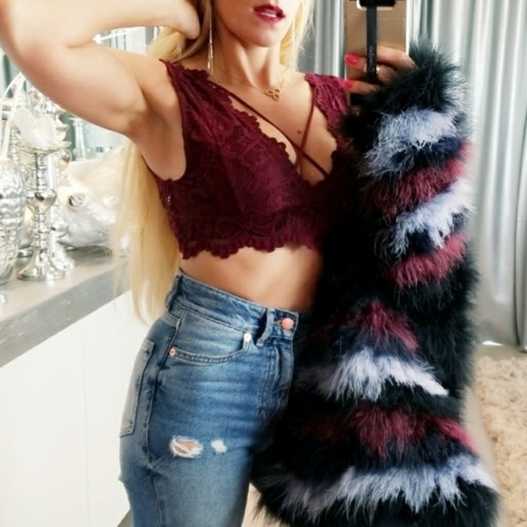 BRALETTE BURGUNDY LACE BRA BRALETTE INTIMA… - Picture 3 of 4